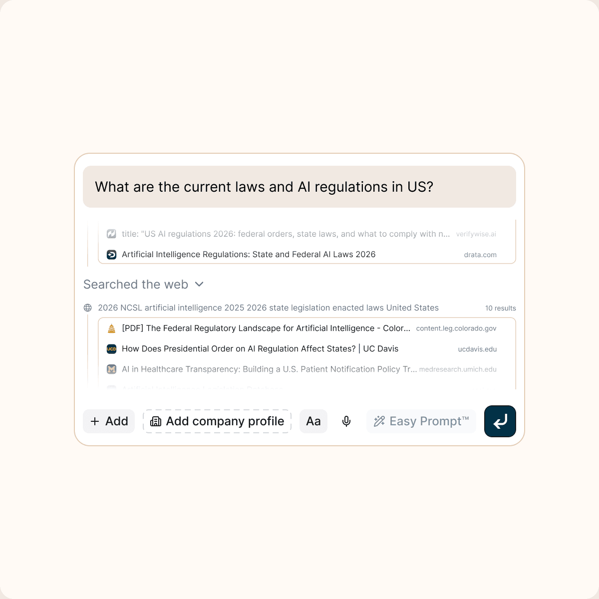 GC AI Research returning primary law with citations